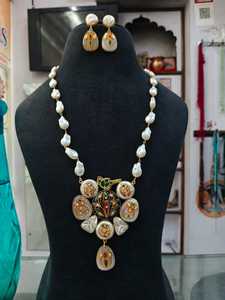 <b>Indian</b> High Quality Zircon Imitation Pearl Ethnic Mala <b>Necklace</b> <b>Set</b> for Women Party Wedding Engagement Anniversary Wear - Product Image 1