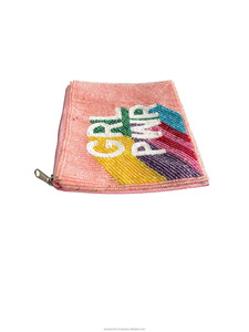 Bolso de Mano Tipo Clutch GRL PWR, Multicolor, con Cuentas Bordadas, Eslogan Personalizado, Diseño de Diseñador, para Fiestas Nocturnas, Portátil, para Mujeres y Niñas - Product Image 3