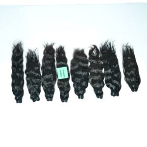 100% pas cher naturel vierge longs faisceaux couleur ondulée double poids matériel cuticule temple indien extensions de cheveux humains - Product Image 6