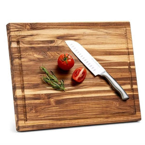 Planche à découper en bois de qualité supérieure, extra épaisse, durable, compatible avec les couteaux, avec rainure profonde pour les jus, idéale pour une utilisation professionnelle en cuisine - Product Image 1