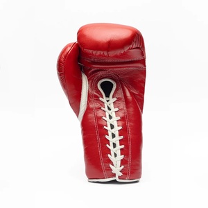 Gants de boxe d'entraînement unisexes personnalisables rouges 8oz 10oz 12oz 16oz en cuir de vachette imperméable à lacets - Product Image 6