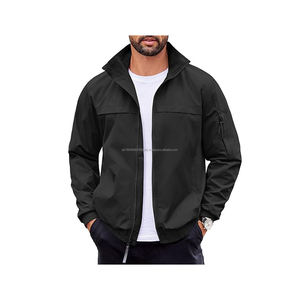 Blouson aviateur décontracté léger en satin pour homme avec col montant brodé Manteau softshell zippé pour l'automne Vêtements d'extérieur - Product Image 1