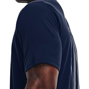 T-shirt à manches courtes pour homme, bleu marine, col rond, coupe classique, tricoté, couleur unie, vêtement décontracté, logo sur le devant, écologique, séchage rapide - Product Image 2