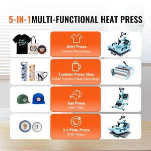 Pressa a Caldo 12 x 15 Pollici 8 in 1 per Trasferimento Termico, per Tumbler da 6-30 oz, Girevole a 360 Gradi per T-shirt - Product Image 2