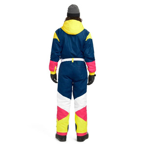 Custom <b>Retro</b> Neon Color Block Men Women <b>Ski</b> Jumpsuit Waterproof 10,000mm Windproof PP Cotton Filled Polyester/Nylon Winter - Product Image 2