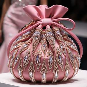 <b>Green</b> <b>Silk</b> Potli Bag Pearl Beaded Flower Work Evening Clutch Women Wedding Drawstring Purse Ethnic Party Handbag Manufacturer - Product Image 3