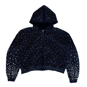Sudadera con Capucha y Cremallera Azul Claro con Pedrería, Unisex, Oversize, Casual, de Forro Polar, 100% Algodón, Invierno, Ecológica, Transpirable - Product Image 4