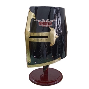 Mild Steel Black Templar Helmet Brass Cross Design Crusader Knight Armor Historical Display Reenactment And Halloween Costume - Product Image 5