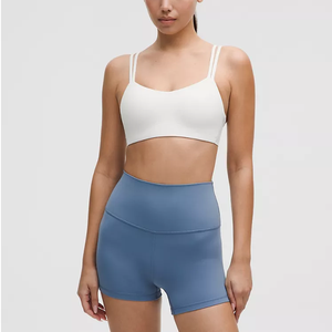 Seamless Yoga Sets 2 Piece Solid Color High Waist Shorts Halter Bra Four-Way Stretch Backless Dry Airy Breathable Workout Wear - Product Image 3