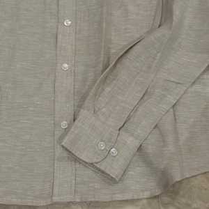 Chemise d'été décontractée pour homme en mélange coton-lin brodé, écologique, respirante, à manches longues, avec col rabattu et bouton unique - Product Image 3