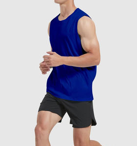 Camiseta sin mangas de algodón para hombre, 100% transpirable, personalizada, al por mayor, corte ajustado, cuello redondo, acanalada, blanca, con impresión de logotipo personalizado - Product Image 4