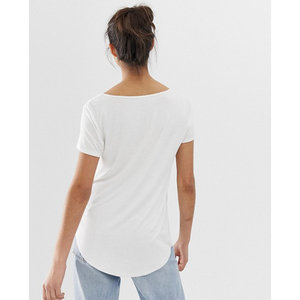 Camiseta blanca de manga corta con cuello redondo para mujer, corte regular, jersey de algodón, top informal - Product Image 2