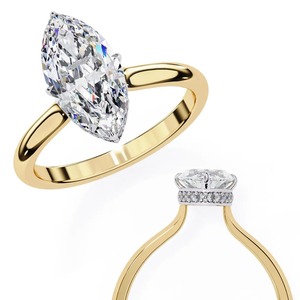 Anillo de Compromiso con Moissanita Marquise, Anillo con Corte Marquise de 12x6mm, Anillo de Plata de Ley 925 - Product Image 1