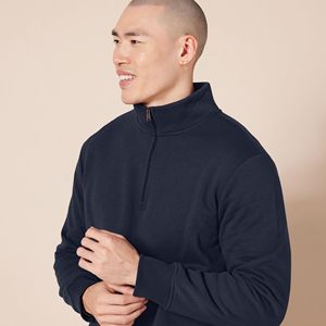 Mens Quarter <b>Zip</b> <b>Hooded</b> Sweatshirt Knitted Fleece Pullover Sweatshirt Custom Logo Winter Casual Wear - Product Image 3