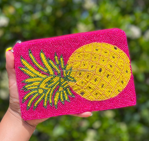 Handmade Pineapple Seed Bead Anti-Theft Zipper Clutch Bag Trendy Evening Party with Beaded Pouch Tropical Gift Unisex - Product Image 4