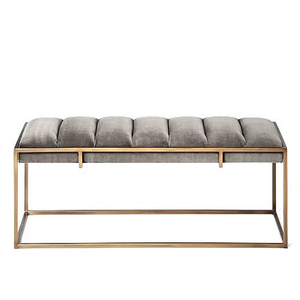 Banc ottoman de bout de lit durable en tissu velours avec pieds en métal inoxydable, pour décoration intérieure de luxe léger dans le salon - Product Image 4