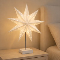 Weihnachtliche Papierstern-LED-Tischlampe mit Warmweißem Licht Dekorative Nachttischlampe für Schlafzimmer Festliche Heimdekoration