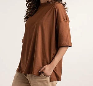 T-shirts en coton à manches courtes surdimensionnés à coupe carrée personnalisés pour femmes, style décontracté, t-shirt à coupe carrée - Product Image 3