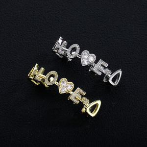 Grillz en argent plaqué de haute qualité avec strass, motif géométrique rouge, bleu, blanc, bijoux de fête hip-hop, accessoire de mode unisexe - Product Image 4