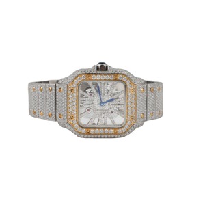Montre en acier inoxydable entièrement sertie de diamants Moissanite VVS, mouvement à quartz, pour hommes, au meilleur prix - Product Image 4