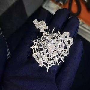 ออกแบบเครื่องประดับ 3 มิติสุดสร้างสรรค์ ผ่านการทดสอบเพชร เงินแท้ 925 เพชรโมอิสซาไนต์ VVS ประดับเพชรเต็มตัว จี้รูปใยแมงมุม สำหรับงานปาร์ตี้ของผู้ชาย - Product Image 2