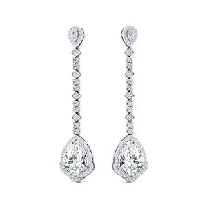 Boucles d'oreilles pendantes en or massif 14K 18K avec diamants de laboratoire taille poire, personnalisées, D VVS certifiées IGI, 4 carats au total, luxe - Product Image 4