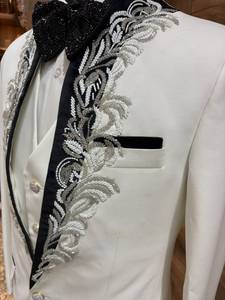 Men's Black Embroidered <b>Wedding</b> Tuxedo Suit 3 Piece <b>Shawl</b> Lapel Groom Suit with Embroidered Bow Tie Custom OEM ODM Manufacturer - Product Image 3