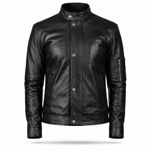 Nayab Industries Unisex Black Genuine Leather Vintage Streetwear Casual Slim Fit Waterproof Windproof Winter Moto <b>Biker</b> <b>Jacket</b> - Product Image 1
