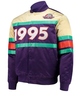 Custom School 2025 LSU Winter Satin <b>Starter</b> Varsity Jacket Personalized High Street Style Stand Collar 100% Shiny Satin Fabric - Product Image 4