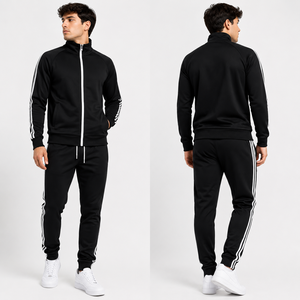Custom Black Zip Up Activewear <b>Set</b> Breathable Performance Training Outfit for Gym Running and Casual Wear - Product Image 2