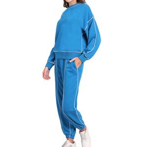 Conjunto de Dos Piezas de Sudadera y Pantalones de Chándal de Algodón 100% Sólido por Encima de la Rodilla para Mujer, Fabricante Personalizado, Precio Económico - Product Image 2
