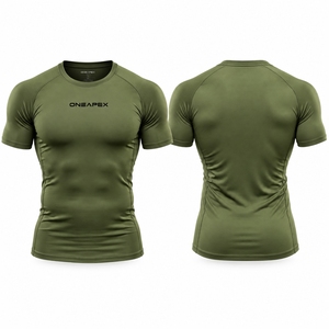 Men <b>Compression</b> T <b>Shirt</b> Olive Green Short Sleeve Athletic <b>Gym</b> Training Sportswear Custom Logo Fitness Running Workout <b>Shirt</b> - Product Image 1