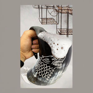 Mug à bière en corne de bœuf de qualité supérieure, prêt à être expédié à l'étranger, anti-fuite, approuvé par la FDA, finition 18-20 oz - Product Image 6