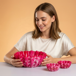 Bol à salade et fruits classique en résine sculptée à la main, qualité alimentaire, avec pieds colorés, pour fêtes et usage domestique, design écologique et durable - Product Image 1