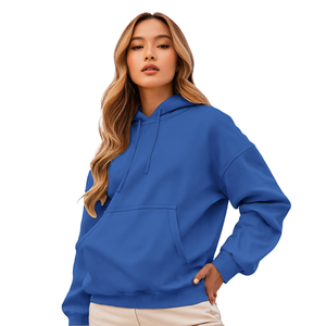 Sudadera con capucha elegante de primera calidad para mujer, con cordón ajustable, hombros caídos y bolsillo tipo canguro. - Product Image 2