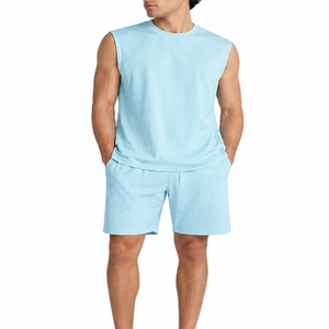 Ensemble deux pièces personnalisé pour homme, débardeur sans manches et short, vêtements de sport d'été, doux, respirant, léger, confortable et actif - Product Image 1