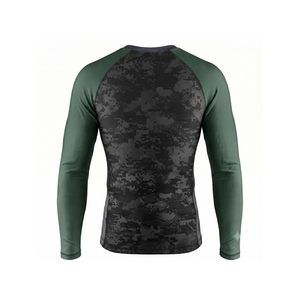 เสื้อแรชการ์ดแขนยาวผู้ชาย สีดำลายพราง พิมพ์ลายแบบซับลิเมชั่น แห้งเร็ว ระบายอากาศดี พร้อมโลโก้ด้านหน้า เสื้อแขนยาวสำหรับผู้ใหญ่ - Product Image 2