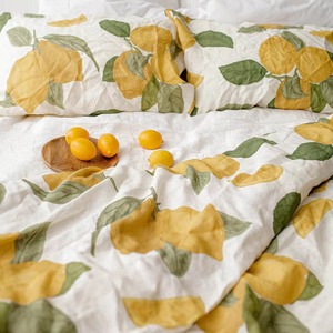 Sábana Plana de Algodón con Estampado de Limones, 300 Hilos, Transpirable, Diseño Botánico, para Uso en Todas las Estaciones - Product Image 4