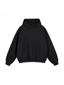 Sweat à capuche pour homme en coton 100% de qualité supérieure, avec tissu épais, cordon en coton 100%, personnalisable, pull-over uni, coupe courte et ample - Product Image 3