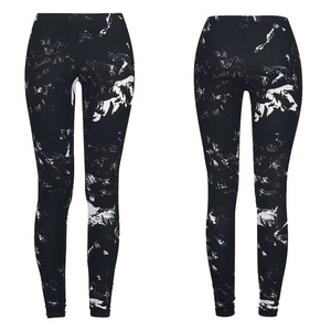 Leggings personnalisés 100% polyester à taille haute, imprimés, longueur intégrale, extensibles, tricotés, sportifs, pour femmes, toutes saisons, motif noir et blanc - Product Image 5