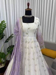 Ensemble Kurti Anarkali Sharara et Dupatta en Faux Georgette Brodé de Paillettes – Nouvelle Collection - Product Image 3