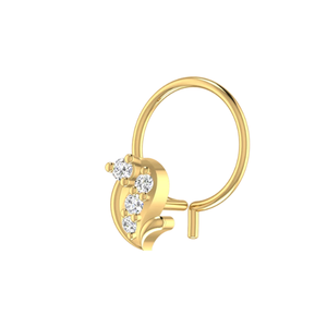 เครื่องประดับเจาะสีทอง14K หมุดจมูกดีไซน์ลายคลื่นดอกไม้เพชรธรรมชาติ0.04ct - Product Image 4