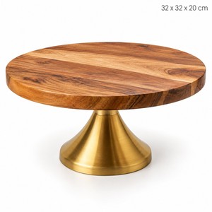 ฐานวางเค้กไม้กระถินณรงค์พร้อมฐานทองเหลือง ขายส่งจากอินเดีย - Product Image 1