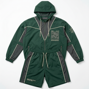 Survêtement à capuche 2-en-1 en nylon 100% léger, respirant et à séchage rapide, imprimé, décontracté, de haute qualité, bicolore, pour l'été - Product Image 1