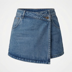 Fashionable Breathable Womens Denim Shorts 100% Cotton Casual Drawstring Closure Customized Colors Premium Clothing - Product Image 1