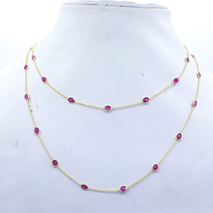 High Quality Handmade Jewelry Natural Ruby Oval Cut Gemstone Bezel Set Gold Plated Pendant Necklace <b>Gift</b> for Womens - Product Image 1