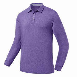 Men Long Sleeve Knitted Polo Shirt Solid Purple Casual Button <b>Down</b> Design Regular Fit Men's Polo Shirts - Product Image 1