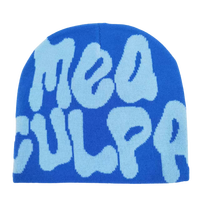 Bonnet Jacquard Mea Culpa Unisexe Adulte Style Urbain Hiver Réglable Motif Lettres Acrylique Tricoté Décontracté Logo Personnalisable