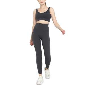 Ensemble de yoga pour femmes, leggings taille haute, haut court, couleur unie, sans couture, longueur intégrale, vêtements de sport, vêtements de fitness - Product Image 1