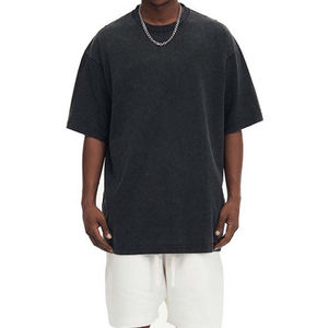 Nueva camiseta de marca de moda urbana, lavada y con efecto desgastado, estampada digitalmente, holgada, de manga corta y tela gruesa para hombre. - Product Image 1